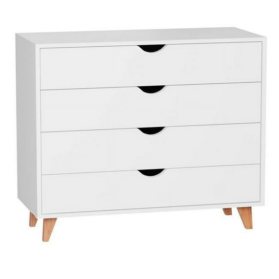 35 in. Solid Wood Four Drawer Standard Dresser, White