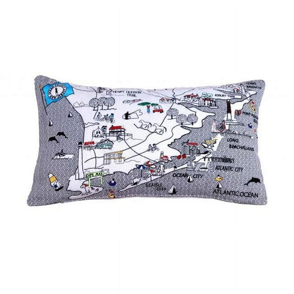 35 in. South Jersey Shore Daylight Skyline Lumbar Decorative Pillow, White