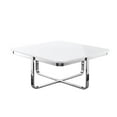 thumbnail image 1 of 35 in. Stainless Steel Square Coffee Table, White & Metallic Silver, 1 of 1