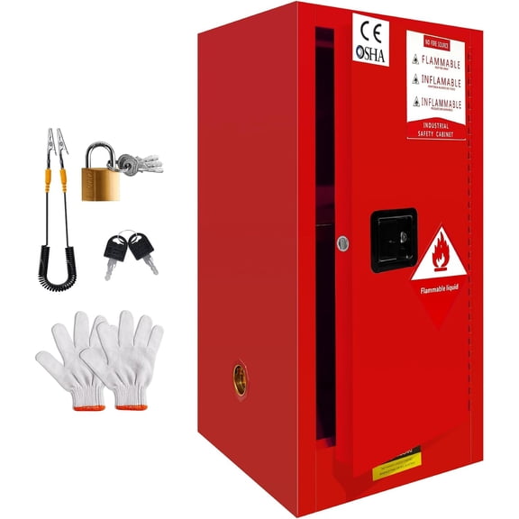 35 - inch 6 Gallon Industrial Fire Safety Cabinet - Heavy - Duty Double - Walled Steel Build with Reliable 3 - Point Locking, Ideal for Workplace Flammables