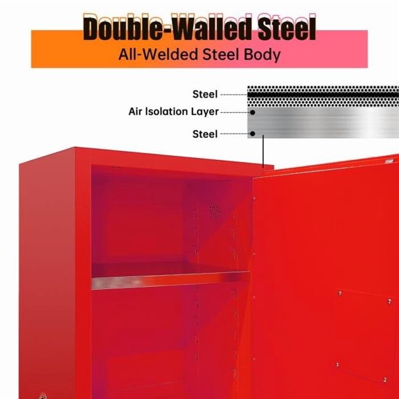 35 - inch 6 Gallon Industrial Fire Safety Cabinet - Robust Double - Walled Steel & Precise 3 - Point Locking, Perfect for Warehouse Flammable Liquid Storage