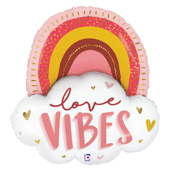 35 inch Boho Love Vibes Rainbow Foil Mylar Balloon - Party Supplies Decorations