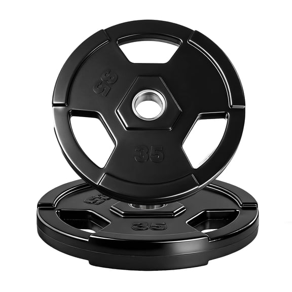 35 lbs Weight Plates for Barbell, 2 inch Weights Plates, Rubber Bumper Iron, Low Noise & Floor Protection Weight for Home Gym Strength Training, Weightlifting & Muscle Toning Plate