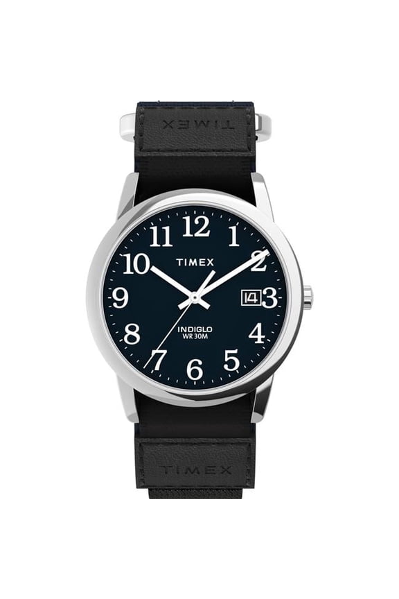 35 mm Men Easy Reader Silver Tone Case Blue Dial Watch with Blue Fast Wrap Strap