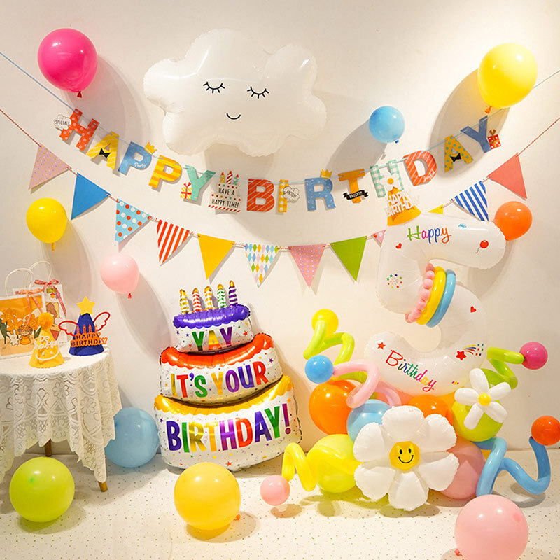 25Pcs Set Birthday Party Decoration, Happy Birthday Banner,Aluminum