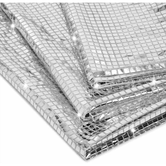 35" x 10 Yards Disco Party Table Runner Metallic Foil Silver Glitter Sequin Table Runners Retro 70s 80s Theme Disco Ball Birthday Bachelorette Dance Party Supplies Decorations