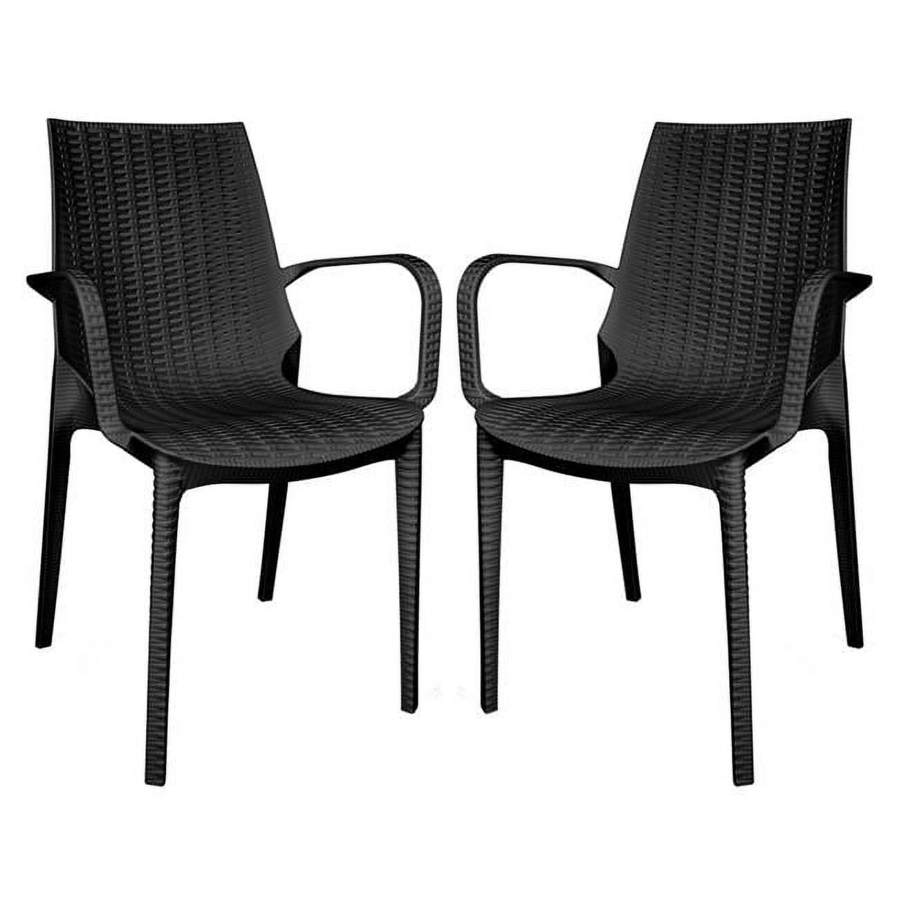 Kent 35'' Black Weave Design Polypropylene Outdoor Dining Chair - Set of 2