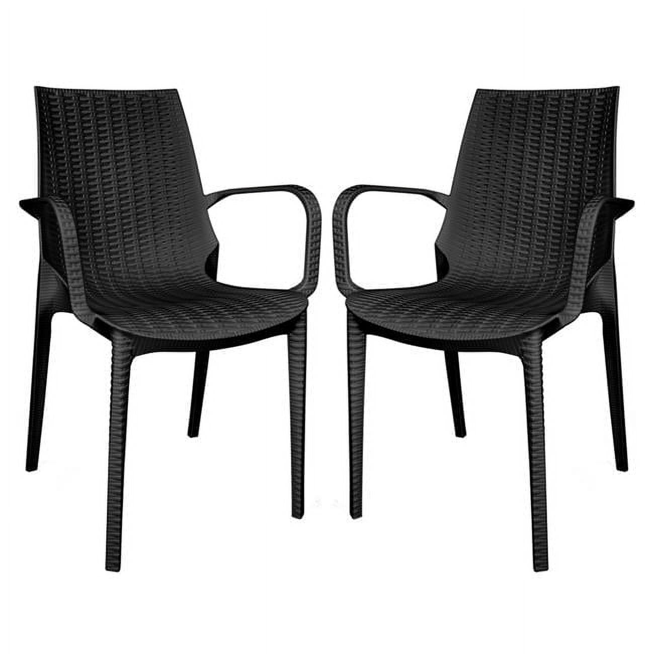 Kent 35'' Black Weave Design Polypropylene Outdoor Dining Chair - Set of 2