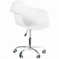 thumbnail image 1 of 35 x 24 x 24 in. Mid-Century Modern Style Swivel Plastic Shell Molded Office Task Chair with Rolling Wheels, White, 1 of 1