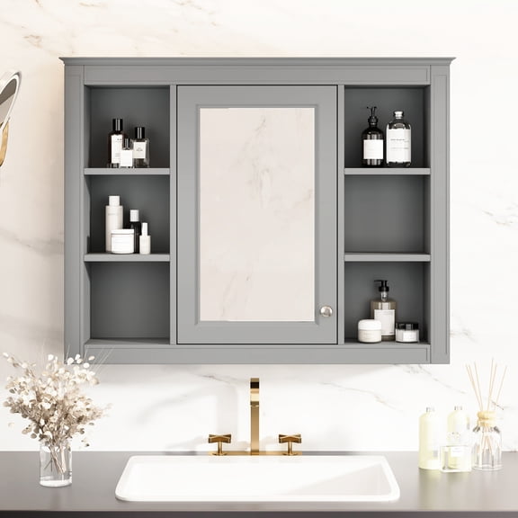 35'' x 27.5'' Measurement - Adjustable Shelves & Mirror Design - Bathroom Wall Mounting - Customize Storage as You Like