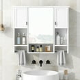 thumbnail image 1 of 35'' x 28'' Modern Wall Mounted Bathroom Storage Cabinet, Bathroom Wall Cabinet with Mirror, Medicine Cabinet with Towels Bar, 1 of 15