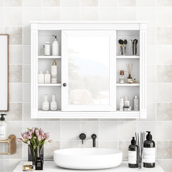 35'' x 28'' Wall-Mounted MDF Cabinet | Versatile Bathroom Storage with Concealed Privacy | Tidy Space and Visual Enjoyment