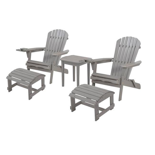 35 x 32 x 28 in. 2 Foldable Chair with Ottoman & 1 End Table, Dark Gray
