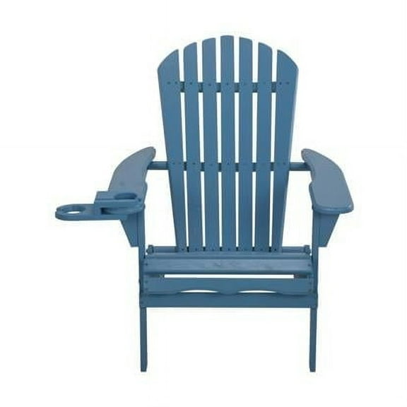 35 x 32 x 28 in. Foldable Adirondack Chair with Cup Holder, Sky Blue