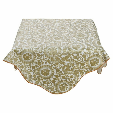 35" x 35" Home Square Vinyl Floral Printed Tablecloth Turntable Flower Pattern