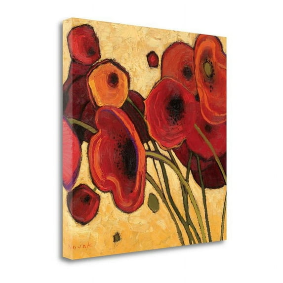 35" x 35" Poppies Wildly I By Shirley Novak - Print on Canvas Fabric Multi-Color