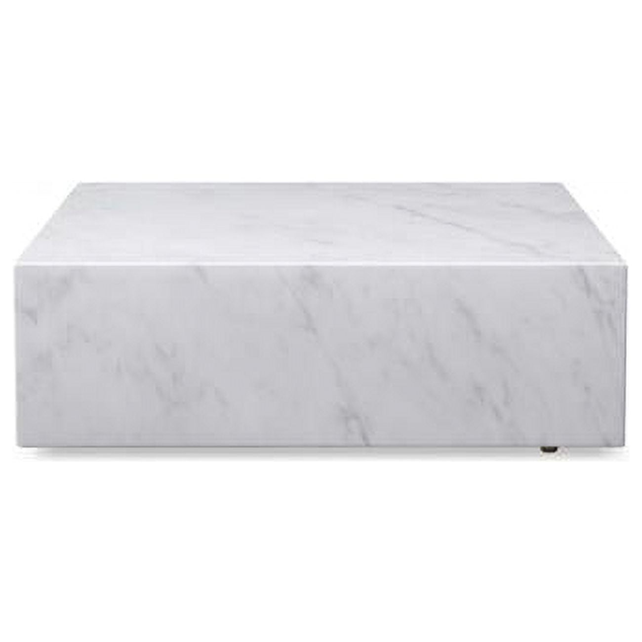 Square White Marble Coffee Table with Storage and Casters