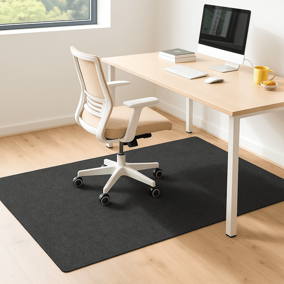 FAKYFJ Square for Hardwood and Tile Floors Office Chair Mats, 35" x 55", Black