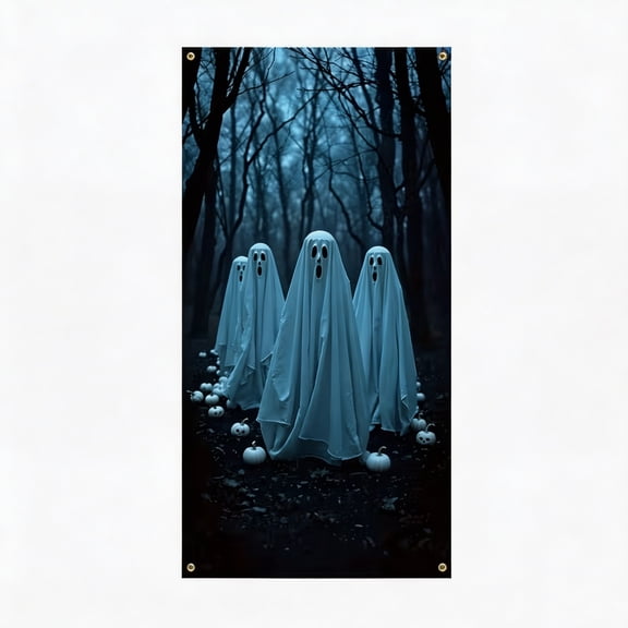 35" x 71" Halloween Ghost Door Cover, Scary Ghosts Front Door Banner for Porch Holiday Party Indoor Outdoor Home Decorations