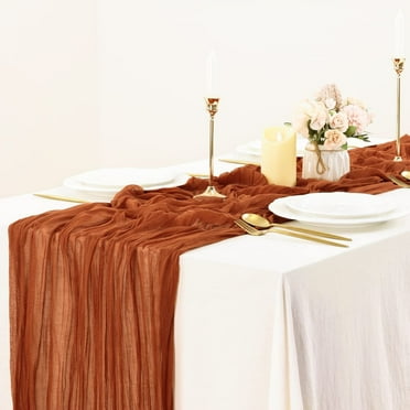 35 x 71 inch Cheesecloth Table Runner, Boho Gauze Dining Table Decoration for Wedding Reception Bridal Shower Christmas Rustic Table Cover