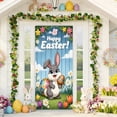 thumbnail image 1 of 35 x 72 in Easter Day Door Curtain – Polyester Bunny & Egg Printed Door Cover for Front Door, Wall, or Indoor Easter Party Decoration, 1 of 6