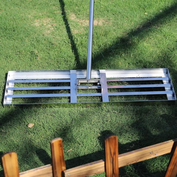 35"x10" Lawn Leveling Rake, Heavy Duty 304 Stainless Steel Lawn Leveler w/ 6.5ft Handle, Effort Saving Soil Tool for Dirt, Sand, Compost, Topdressing & Garden