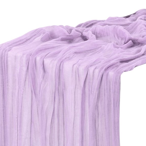 35"x120" Purple Cheesecloth Table Runner, Boho Gauze Sheer Rustic Runner for Wedding Birthday Bridal Party Decor