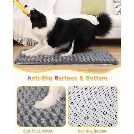 35"x22" Dark Gray High Resilience Dog Crate Pad – Washable Anti-Slip Foam Mat for Medium/Large Dogs