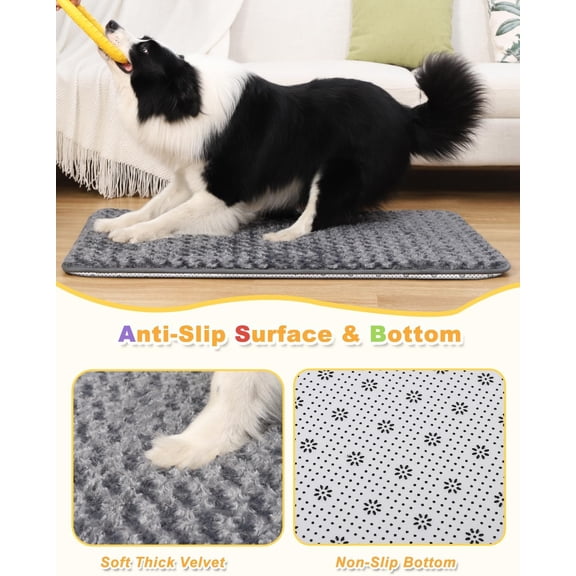 35"x22" Dark Gray High Resilience Dog Crate Pad – Washable Anti-Slip Foam Mat for Medium/Large Dogs