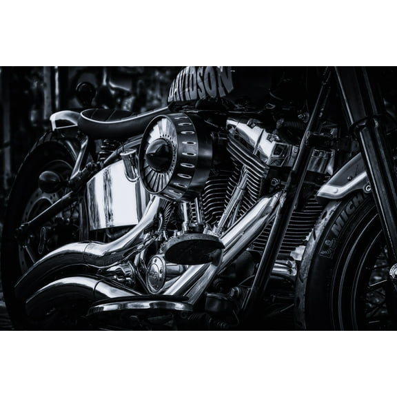 35"x24" Photographic Print Poster Harley Davidson Motorcycle Chrome Gloss Harley