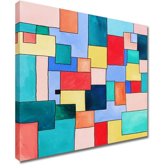 35"x35" Curacao by Evan Stuart Marshall - Wall Art Print on Canvas Fabric Blue