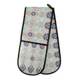 thumbnail image 1 of 35" x7" Double Oven Mitt Heat Resistant Oven Gloves Withstands Up to 200°C for Kitchen Baking & BBQ Blue and Teal Geometric, 1 of 6