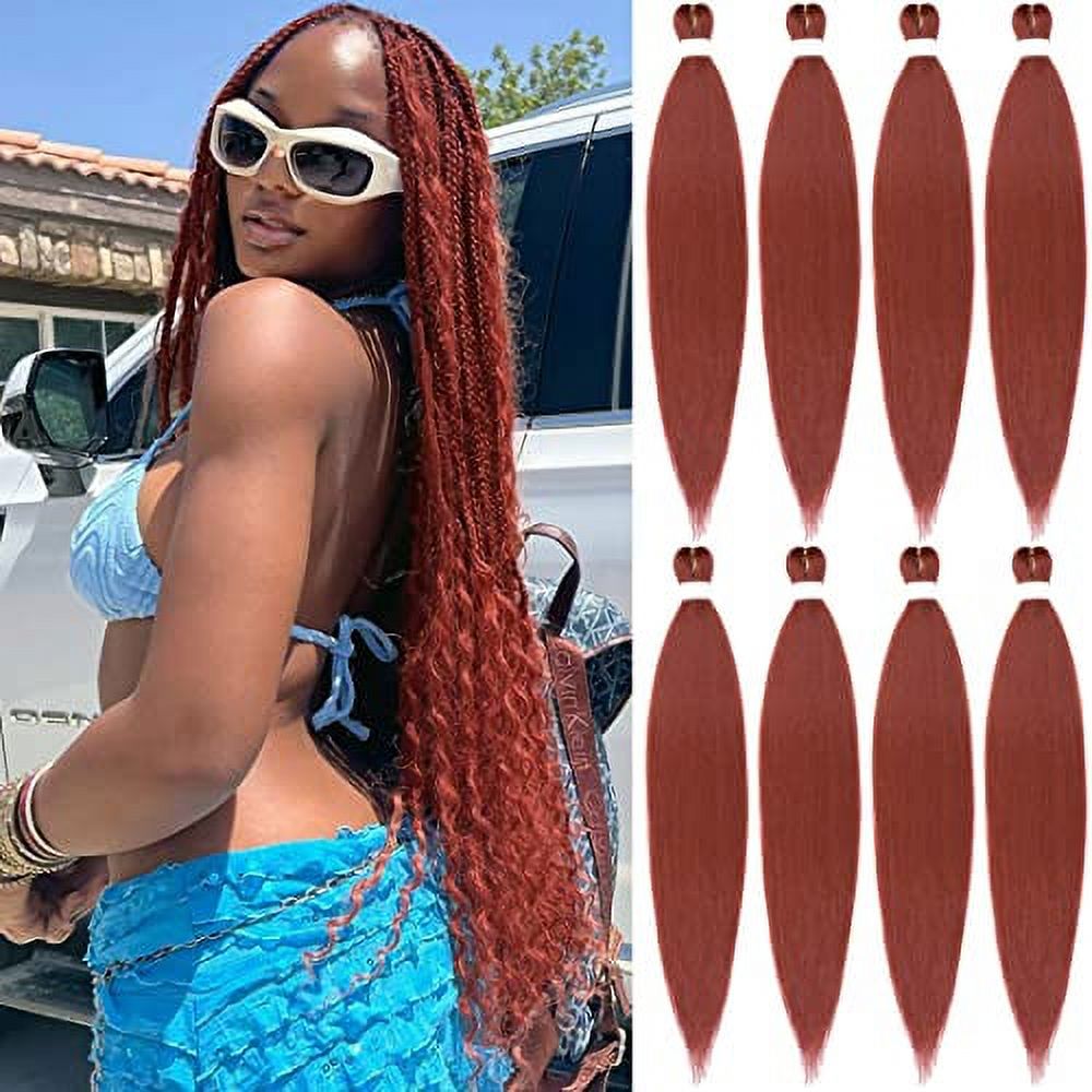 350 Braiding Hair Dark Ginger Braiding Hair 30 Inch 8 Packs Long