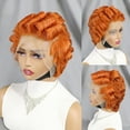 thumbnail image 1 of 350# Colored 13x4 Lace Frontal Human Hair Wigs Short Pixie Cut Wig for Black Women Short Bob Wave Curly Wigs Brazilian Remy Hair, 1 of 7