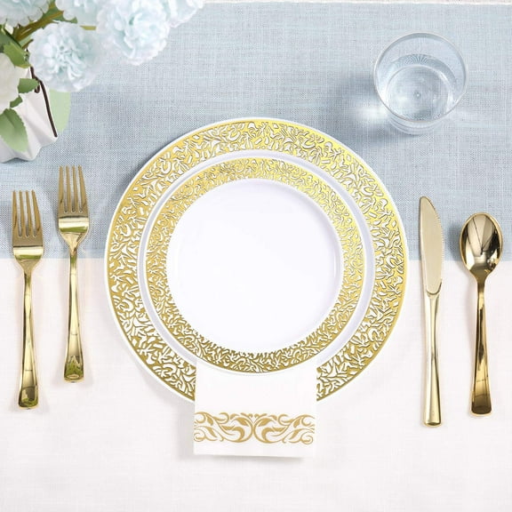 350 Ct Gold Dinnerware Set for 50 Guests