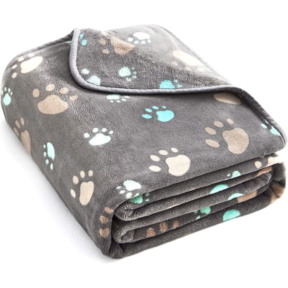 350 GSM Super Soft and Premium Fuzzy Flannel Fleece Pet Dog Blanket, The Cute Print Design Washable Fluffy Blanket for Puppy Cat Kitten Indoor or Outdoor, Grey, 64 x 40 Inches