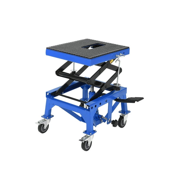 350 Lbs Heavy Duty Hydraulic Motorcycle Lift Jack Table, Scissor Lift Stand Foot Operated ATV Dirt Bike Scissor Stand With 4 Wheels, Lifting Range 13.78-34.25 Inches