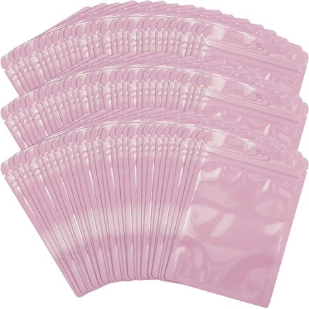 350 PCS 4x6 Smell Proof Mylar Bags for Food Storage,Resealable Large Mylar Bags for Kitchen Organization with Clear Window for Candy,Cookies and Small Jewelry (Pink)