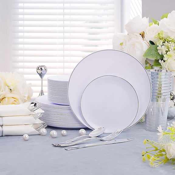 350 PCS Plastic Dinnerware Set for 50 Guests