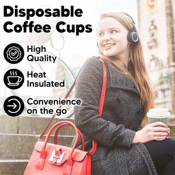 350 Pack 8 oz Insulated Disposable Coffee Cups with Lids
