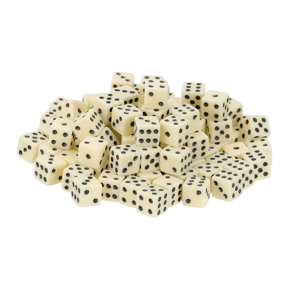 350 Pack Mini Dice, 8mm/0.31" Acrylic Tiny Six Side Game Dot Square Dice Bulk for Table Board Game Party Activities, Beige/Black