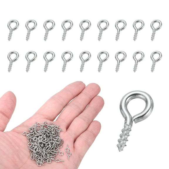 350 Pack Screw Hooks Eyes, M1.2x10mm 304 Stainless Steel Small Eye Bolts Screw