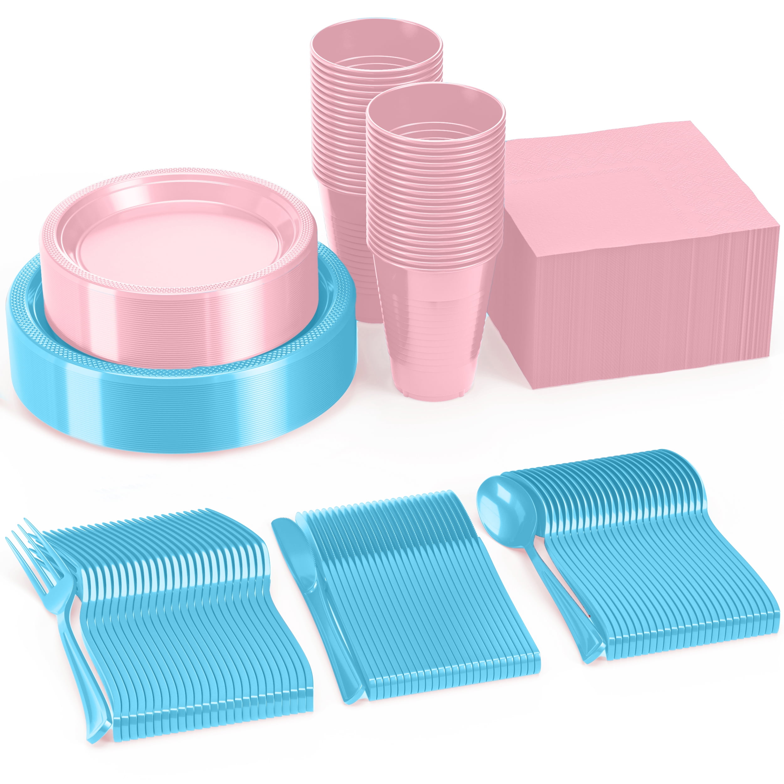 Serves 24 Blue Party Supplies, Disposable Paper Plates, Cups, Napkins for  Birthday Party, Graduation, Gender Reveal, Baby Boy Shower, Picnic,  Celebration (72 Pieces)
