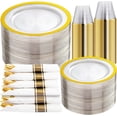 thumbnail image 1 of 350 Pcs Clear and Gold Plastic Plates, Gold Disposable Plates, Include 50 Dinner Plates 10.25'', 50 Dessert Plates 7.5'', 50 Gold Rim Cups 9 OZ, 50 Pre Rolled Napkins with Plastic Cutlery, 1 of 16