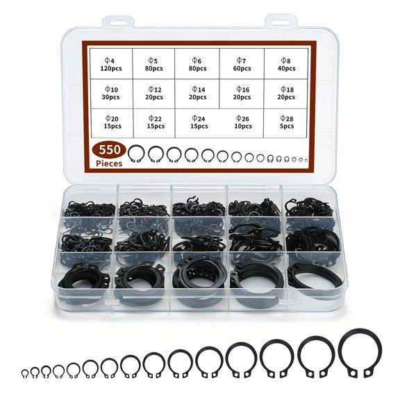 350 Pcs retaining rings, Snap Rings Assortment Kit, Circlips Snap External Retaining Rings, C Clips, External Circlip Snap External Retaining C-Clips Rings Set, 15 Sizes