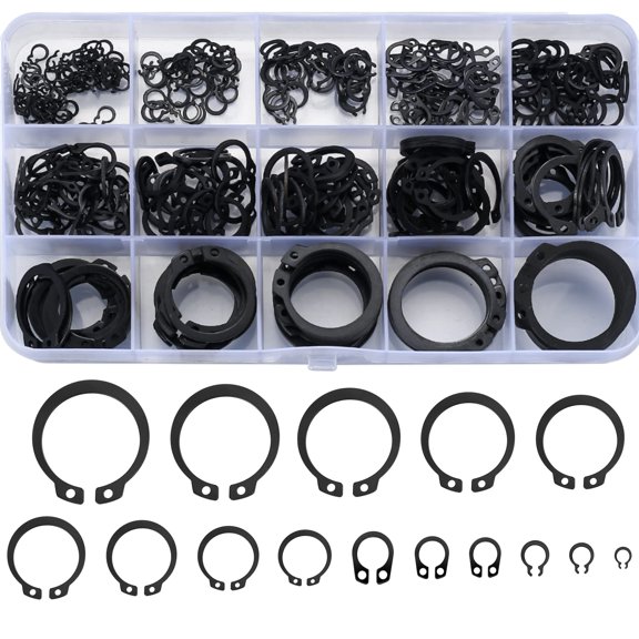 350 Pcs retaining rings, Snap Rings Assortment Kit, Circlips Snap External Retaining Rings, C Clips, External Circlip Snap External Retaining C-Clips Rings Set, 15 Sizes