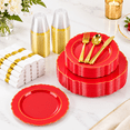 Ruby Ware Warehouse 350 Piece Red Plastic Dinnerware Set For 50 Guests - Walmart.com