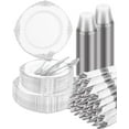 thumbnail image 1 of 350 Piece Silver Plastic Dinnerware Set for 50 Guests, Fancy Disposable Plates, Include: 100 Silver Rim Plastic Plates, 150 Silverwares, 50 Pre Rolled Napkins, 50 Cups for Party, Wedding, 1 of 14