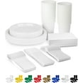 thumbnail image 1 of 350 Piece White Dinnerware Set, 50 Guests Plastic Party Plates, Cups, Napkins, Forks, Knives & Spoons, 1 of 4