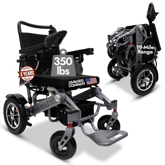 350 lbs Weight Capacity Electric Wheelchair, 19 Miles Long Battery Range, US Based Customer Support, Electric Wheelchairs for Adults, Lightweight Wheel Chair for Seniors, IQ-7000 by Majestic